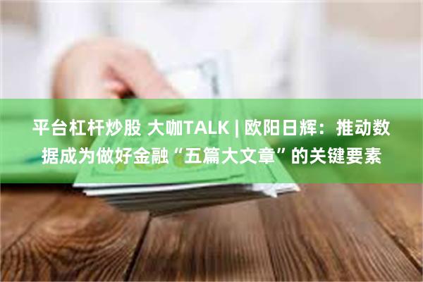 平台杠杆炒股 大咖TALK | 欧阳日辉：推动数据成为做好金融“五篇大文章”的关键要素
